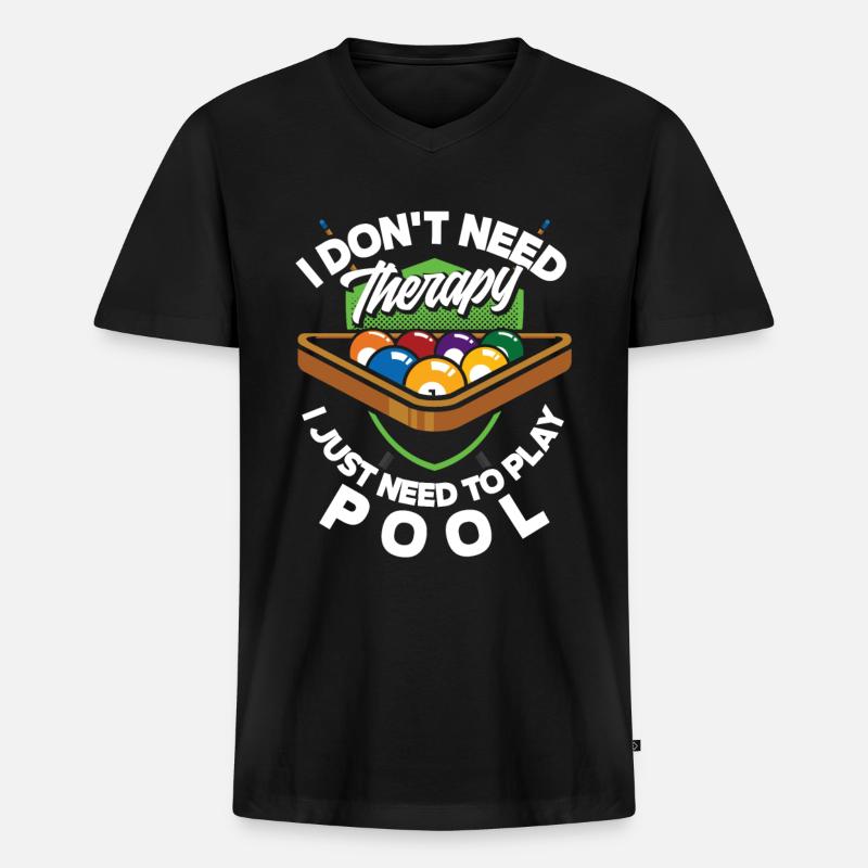 Billard Therapie - Männer Premium Bio T-Shirt mit V-Ausschnitt - Schwarz