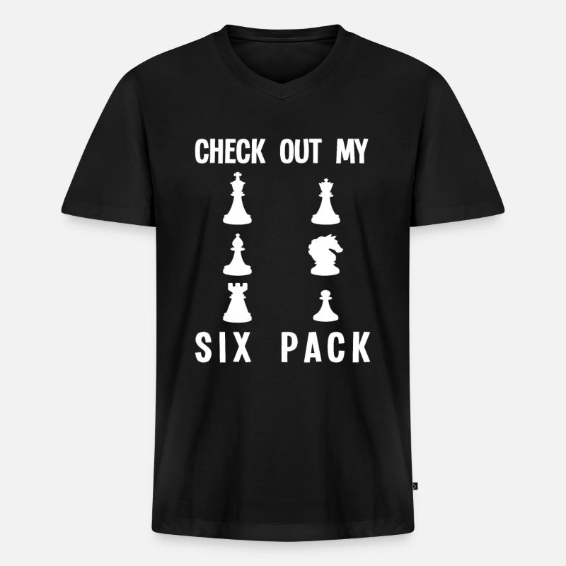 Schach Six Pack - Männer Premium Bio T-Shirt mit V-Ausschnitt - Schwarz