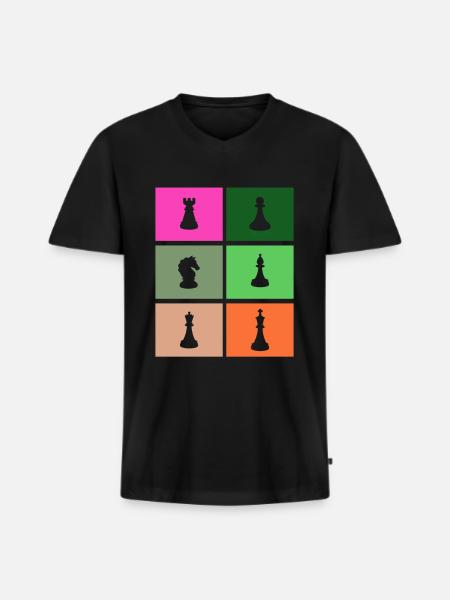 Pièces d’échecs - T-shirt encolure en V Premium bio Homme - noir