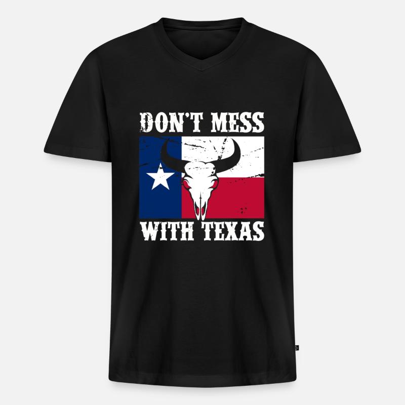 Texas - Männer Premium Bio T-Shirt mit V-Ausschnitt - Schwarz