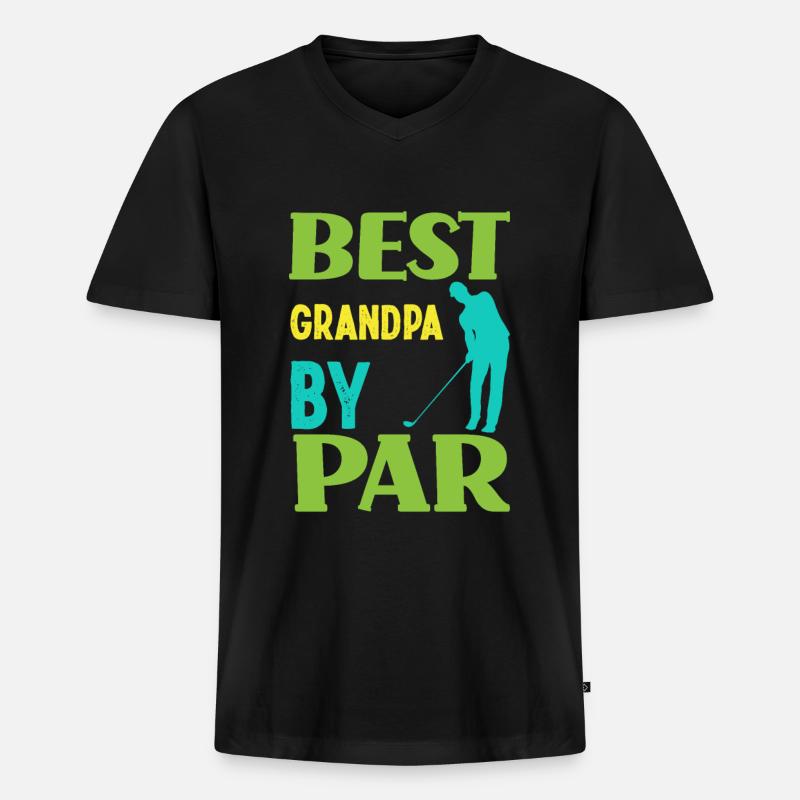 Bester Opa Golfspieler Golf Golfer - Männer Premium Bio T-Shirt mit V-Ausschnitt - Schwarz