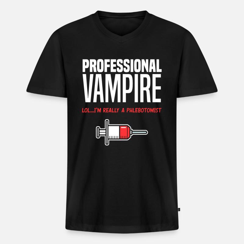 Punktionskraft - Männer Premium Bio T-Shirt mit V-Ausschnitt - Schwarz
