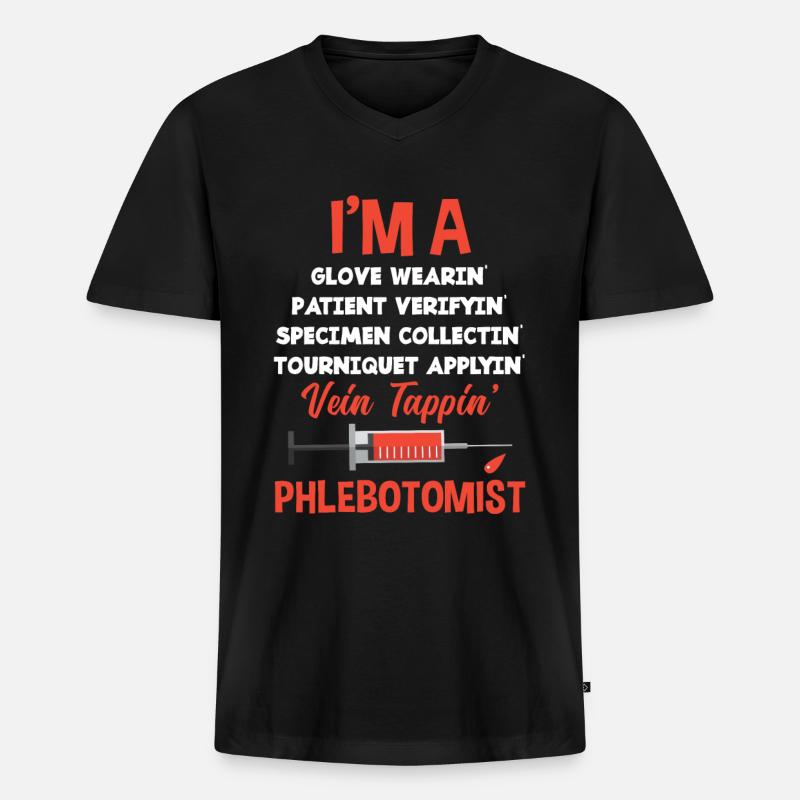 Punktionskraft - Männer Premium Bio T-Shirt mit V-Ausschnitt - Schwarz