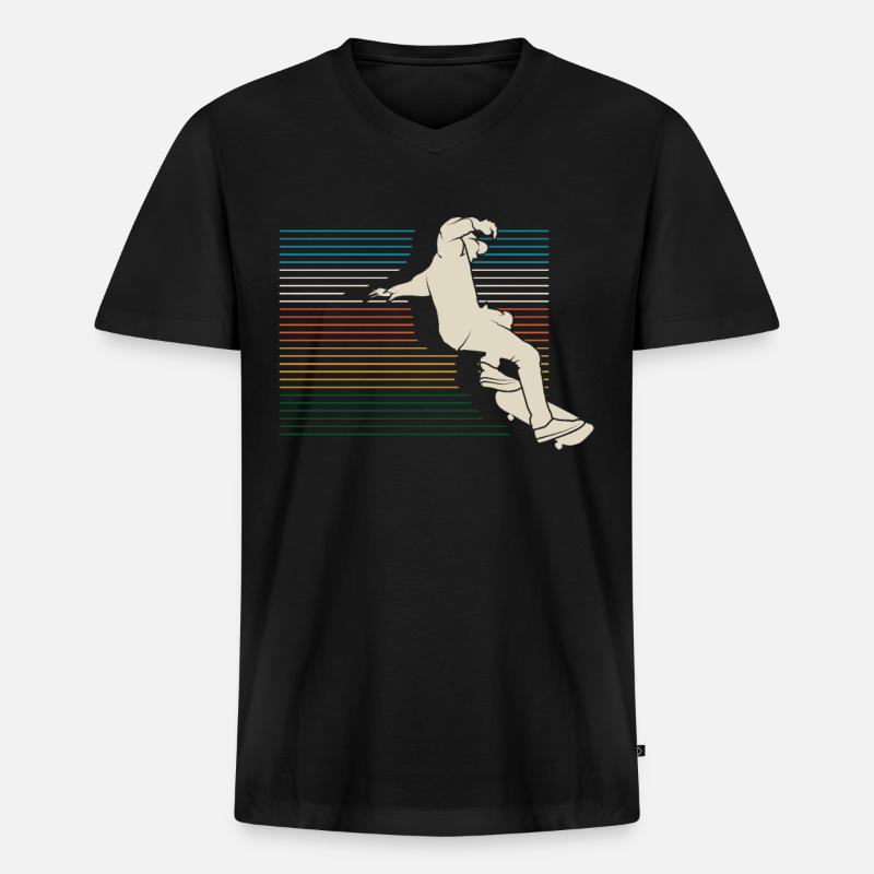 Skateboard - Männer Premium Bio T-Shirt mit V-Ausschnitt - Schwarz