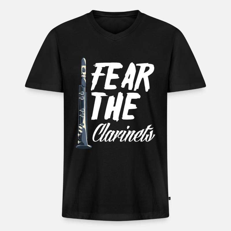 Klarinette - Männer Premium Bio T-Shirt mit V-Ausschnitt - Schwarz