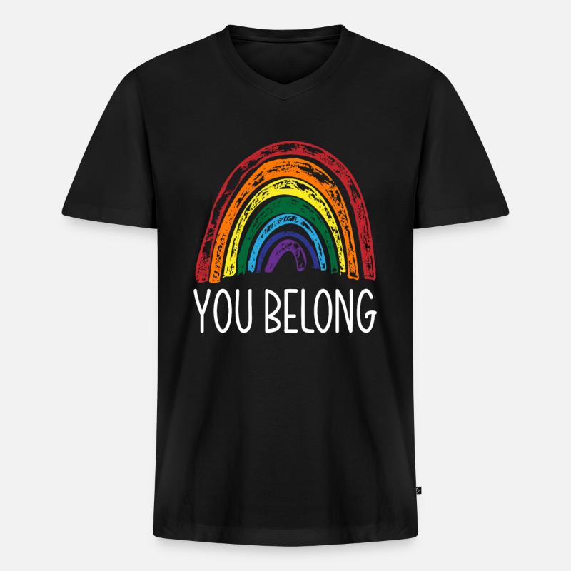 LGBTQ Regenbogen Stolz - Männer Premium Bio T-Shirt mit V-Ausschnitt - Schwarz