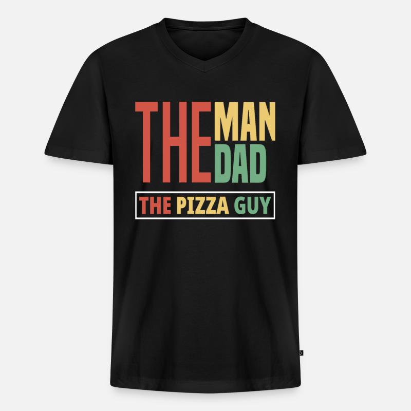 Papa Pizza Backen Pizzabäcker Geschenk - Männer Premium Bio T-Shirt mit V-Ausschnitt - Schwarz