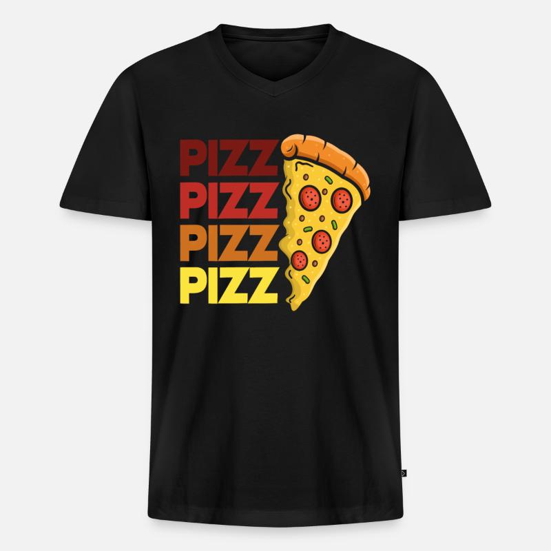 Pizza Pizza Pizza - Männer Premium Bio T-Shirt mit V-Ausschnitt - Schwarz