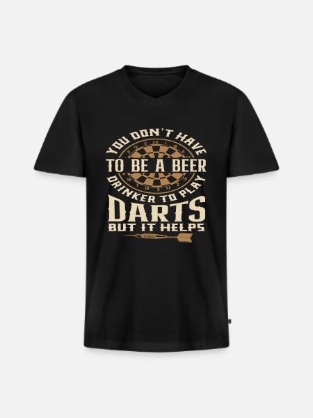 Funny Beer Drinker Dart Player - Men's Premium Organic T-shirt with V-neck - black