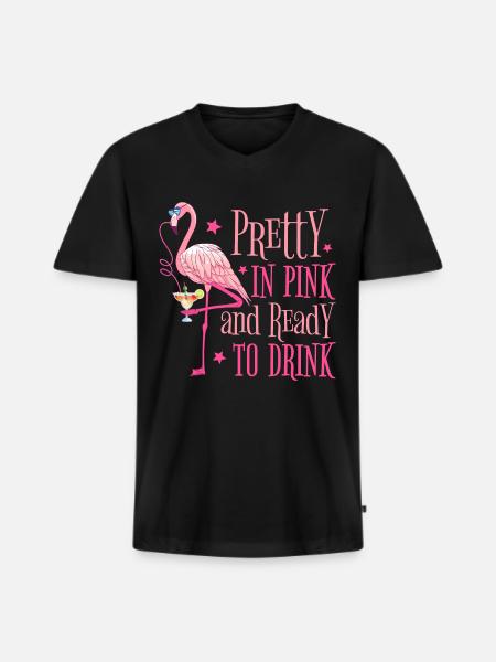 Flamingo JGA Party Pretty In Pink Klar til å drikke - Premium økologisk T-skjorte med V-hals for menn - svart