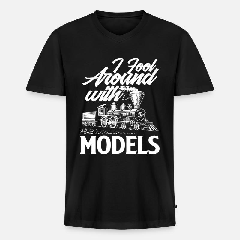 Modélisme ferroviaire Modélisme Train Trains - T-shirt encolure en V Premium bio Homme - noir