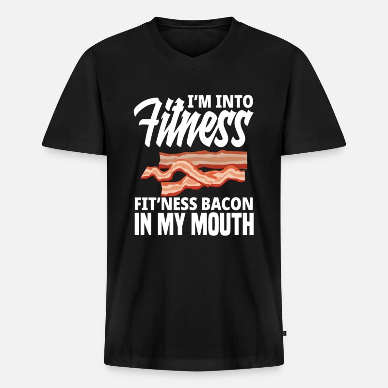 Bacon - Men's Premium Organic T-shirt with V-neck - black