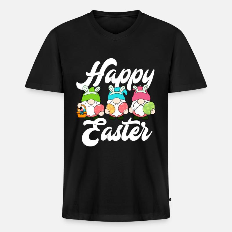 Frohe Ostern - Männer Premium Bio T-Shirt mit V-Ausschnitt - Schwarz