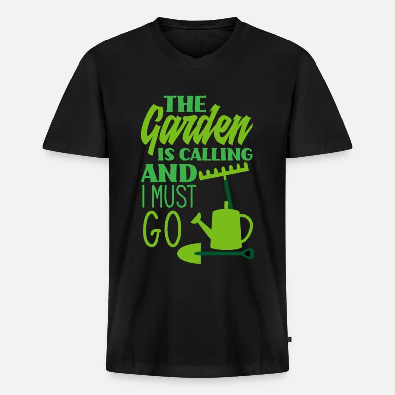 Garten Gärtner - Männer Premium Bio T-Shirt mit V-Ausschnitt - Schwarz
