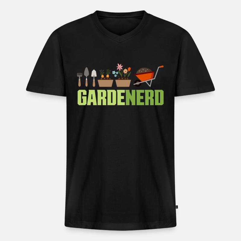 Garten Nerd - Männer Premium Bio T-Shirt mit V-Ausschnitt - Schwarz