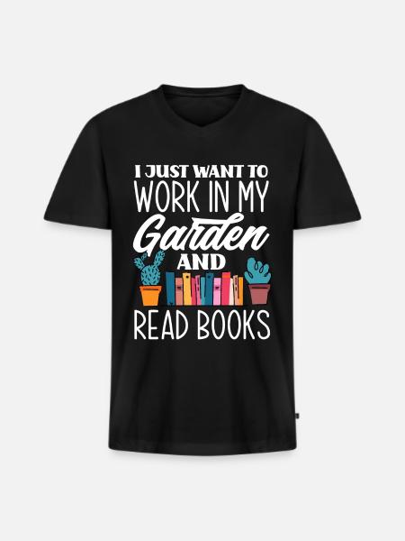 Garten Bücher - Männer Premium Bio T-Shirt mit V-Ausschnitt - Schwarz