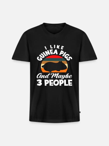 Cochon d’Inde cadeau Animal - T-shirt encolure en V Premium bio Homme - noir