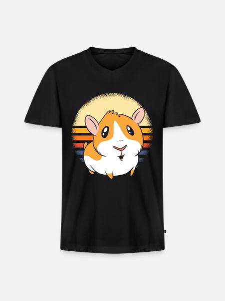 Cochon d’Inde rétro - T-shirt encolure en V Premium bio Homme - noir