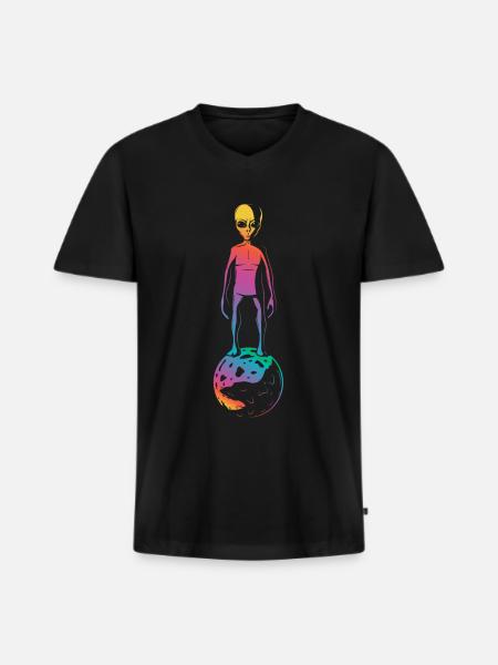 Bunter Alien Planet Geschenk - Männer Premium Bio T-Shirt mit V-Ausschnitt - Schwarz