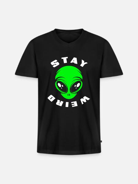 Alien Face Alien Space - Men's Premium Organic T-shirt with V-neck - black