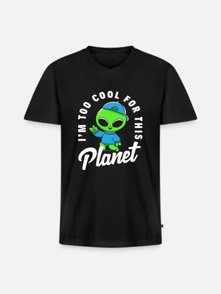 Funny Alien Kids - Men's Premium Organic T-shirt with V-neck - black