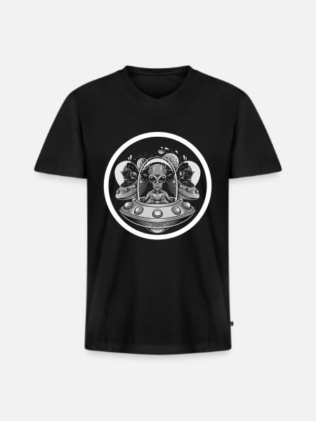 Alien - Men's Premium Organic T-shirt with V-neck - black
