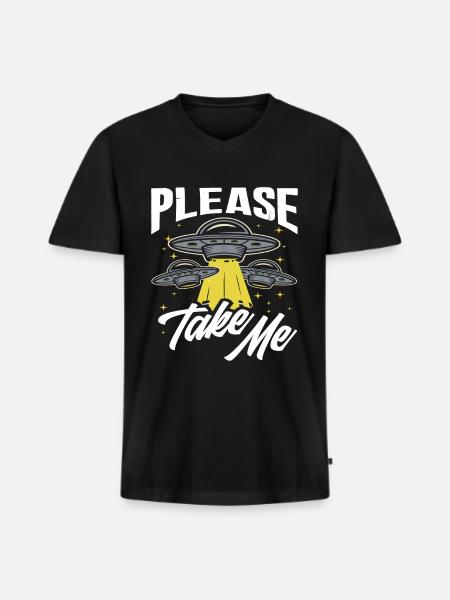 Please Take Me Alien Abduction - Men's Premium Organic T-shirt with V-neck - black