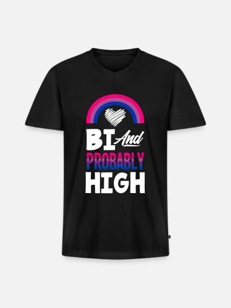 Bisexual Cannabis - Men's Premium Organic T-shirt with V-neck - black