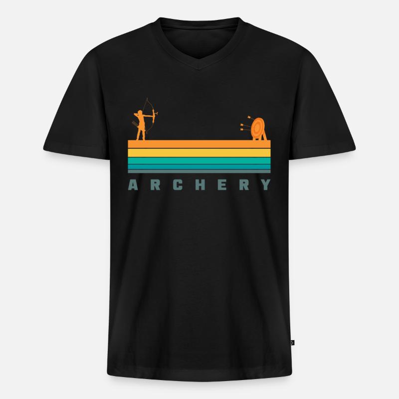 Retro Bogenschießen - Männer Premium Bio T-Shirt mit V-Ausschnitt - Schwarz