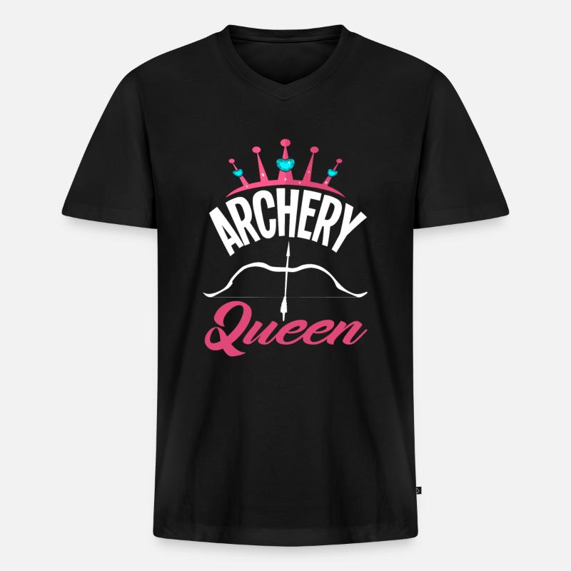 Queen Bogen Bogenschießen - Männer Premium Bio T-Shirt mit V-Ausschnitt - Schwarz