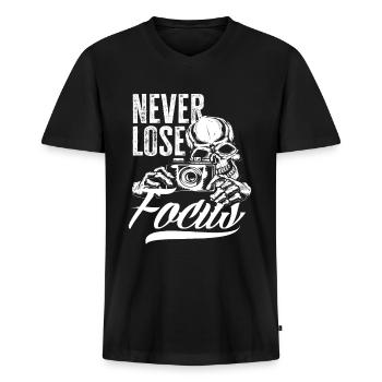 Photographe Photographe Photographe - T-shirt encolure en V Premium bio Homme - noir - Devant - Nico (187cm)