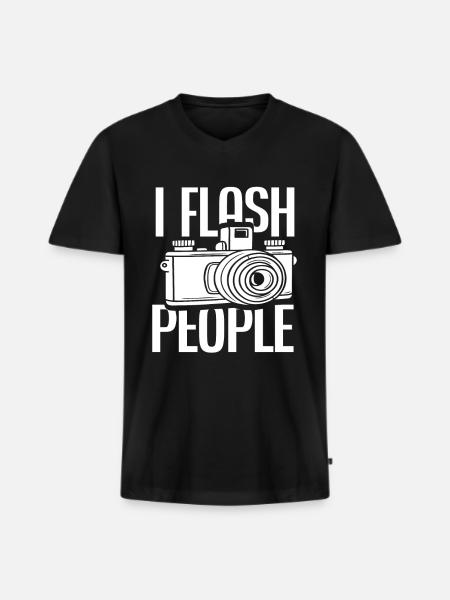 Photograph Flash - Men's Premium Organic T-shirt with V-neck - black