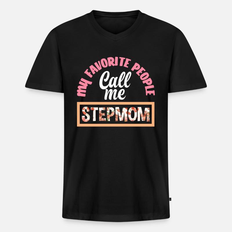 Stiefmama - Männer Premium Bio T-Shirt mit V-Ausschnitt - Schwarz