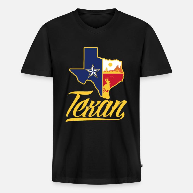 Texas Texaner - Männer Premium Bio T-Shirt mit V-Ausschnitt - Schwarz