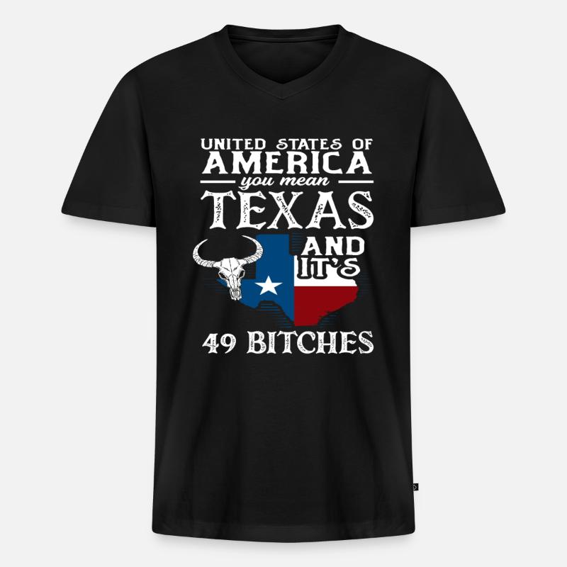 Texas Herkunft - Männer Premium Bio T-Shirt mit V-Ausschnitt - Schwarz