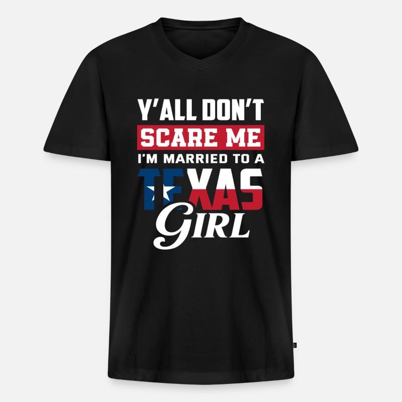 Texas Ehefrau Geschenkidee - Männer Premium Bio T-Shirt mit V-Ausschnitt - Schwarz