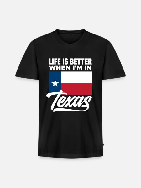 Texas Life - Men's Premium Organic T-shirt with V-neck - black