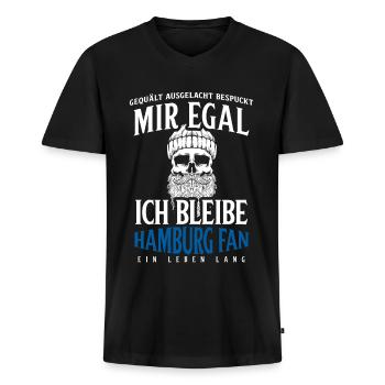 Hamburg Hansestadt Norddeutsch Plattdeutsch - Männer Premium Bio T-Shirt mit V-Ausschnitt - Schwarz - Vorne - Nico (187cm)