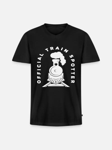 Train Trains Hobby Train Spotter - T-shirt encolure en V Premium bio Homme - noir