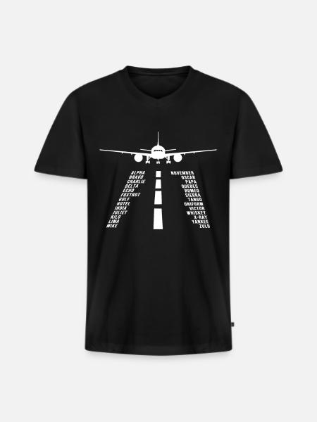 Flyvemaskine Tshirt Mænds helikopterpilot Flyvemaskine - Premium økologisk T-shirt med V-hals til mænd - sort