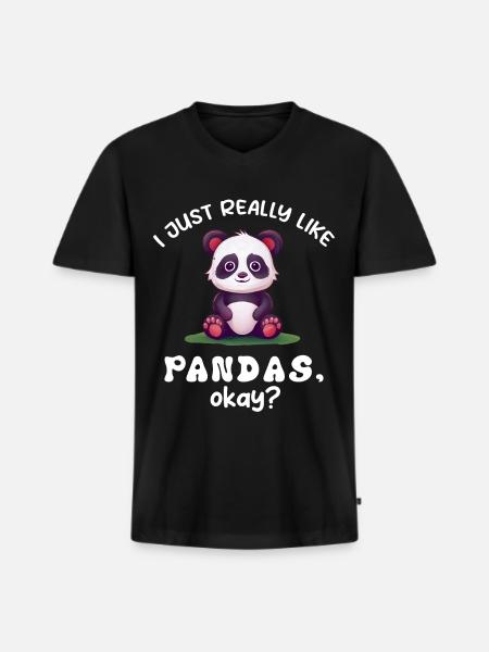 Panda Panda Bear Funny - Men's Premium Organic T-shirt with V-neck - black