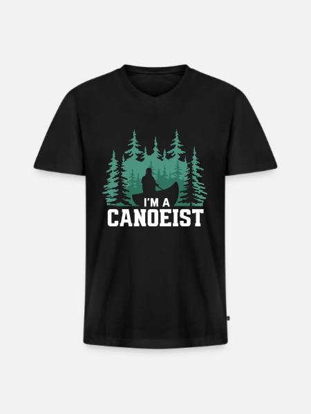 Canoeists Rowing Canoe - Men's Premium Organic T-shirt with V-neck - black