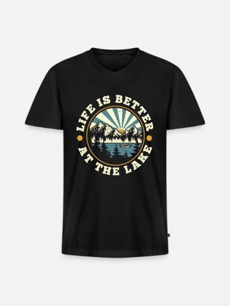 Life Canoe - Men's Premium Organic T-shirt with V-neck - black