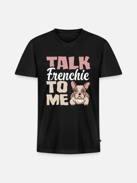 Bouledogue français Jeu de mots - T-shirt encolure en V Premium bio Homme - noir
