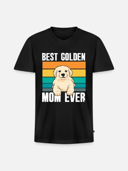 Best Mama Golden Retriever - Men's Premium Organic T-shirt with V-neck - black
