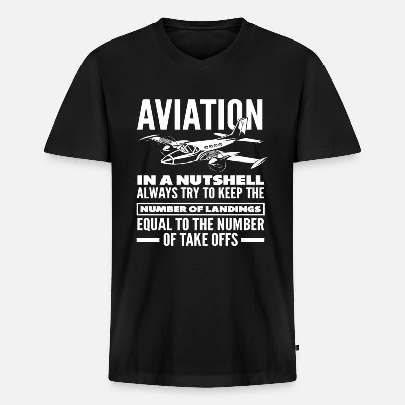 Pilot Fliegerei Hobby Beruf - Männer Premium Bio T-Shirt mit V-Ausschnitt - Schwarz