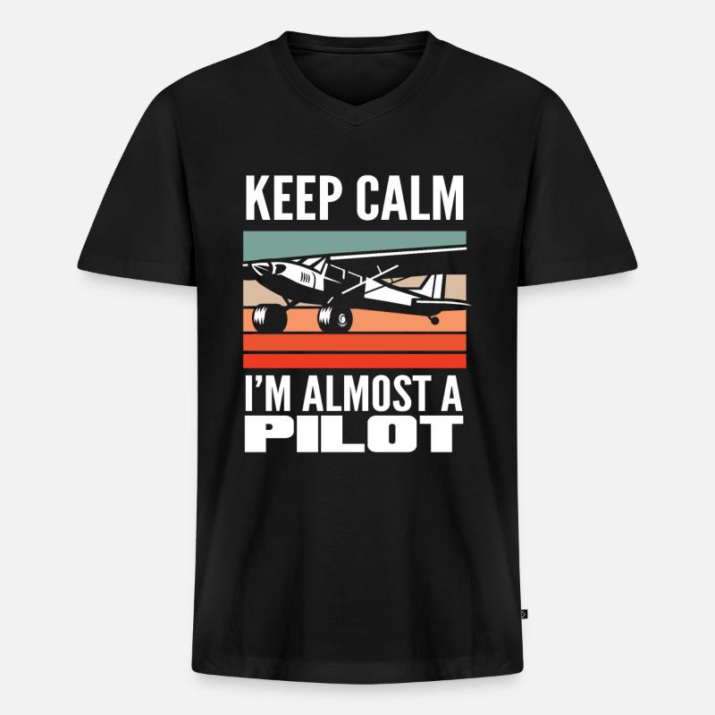 Pilot Ausbildung Spruch Flugschule - Männer Premium Bio T-Shirt mit V-Ausschnitt - Schwarz