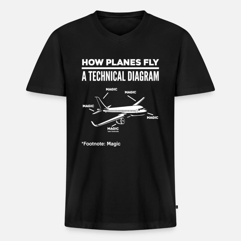 Pilot Flugzeug Flieger Piloten - Männer Premium Bio T-Shirt mit V-Ausschnitt - Schwarz