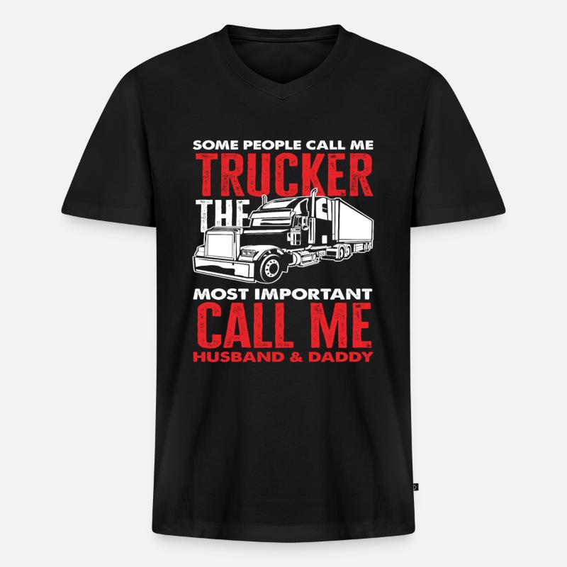 Lkw-Fahrer Mama Mutter - Männer Premium Bio T-Shirt mit V-Ausschnitt - Schwarz