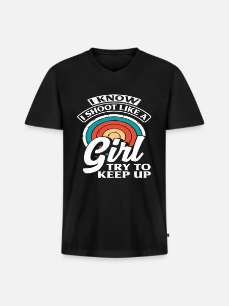 Archery Girl Archery - Men's Premium Organic T-shirt with V-neck - black